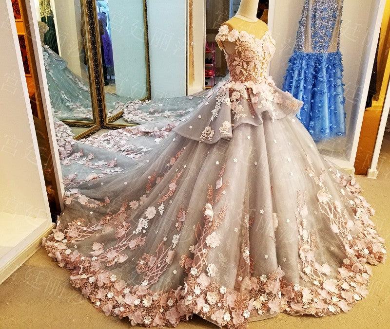 Ball Gown Plus Size Prom Dresses,Princess,Vintage Lace Cinderella Dres – OrtDress