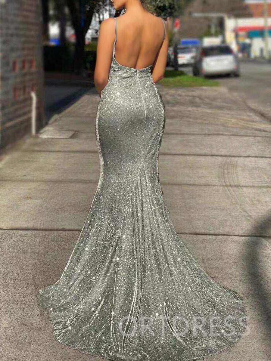 Sequins Strapless Mermaid Sweep Train Gown / Prom Dress BF009 Ortdress