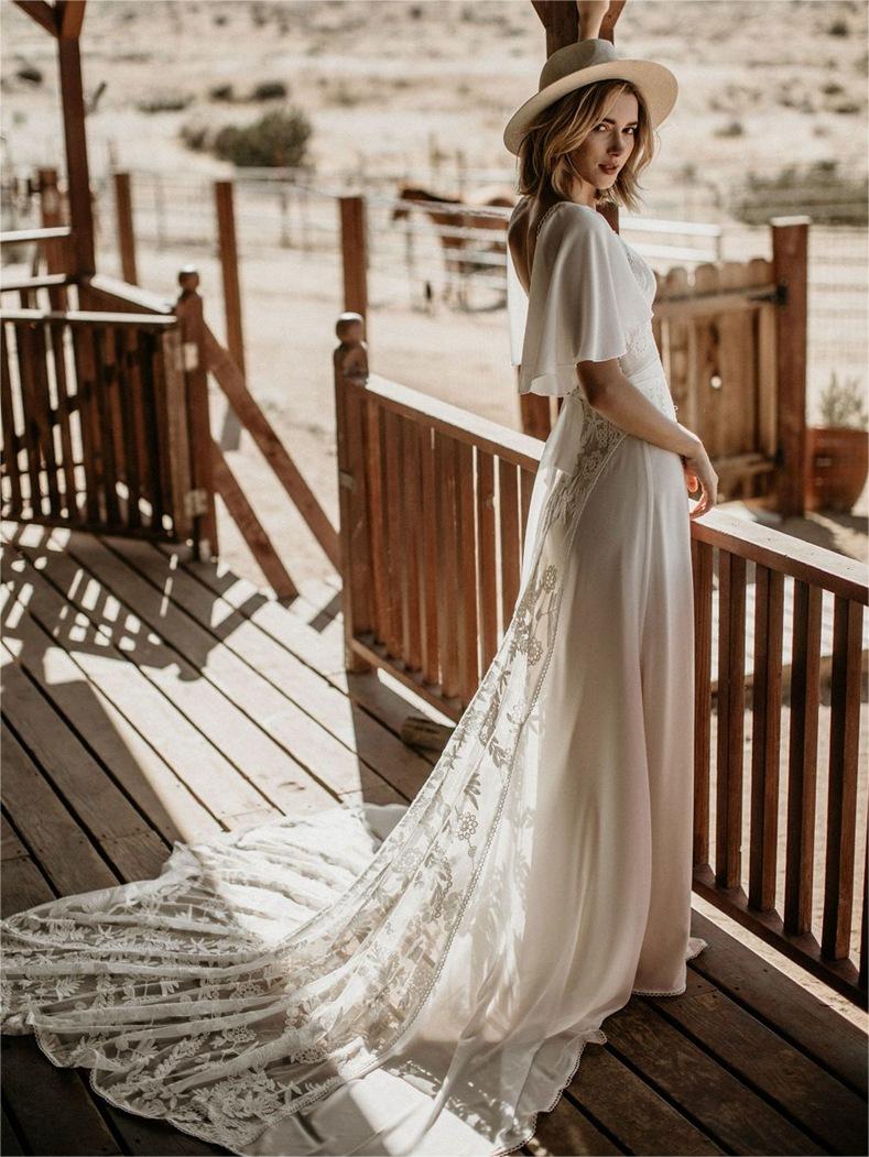 Stunning Beach Lace Wedding Dresse A Line Soft Custom Wedding Dress ER2000