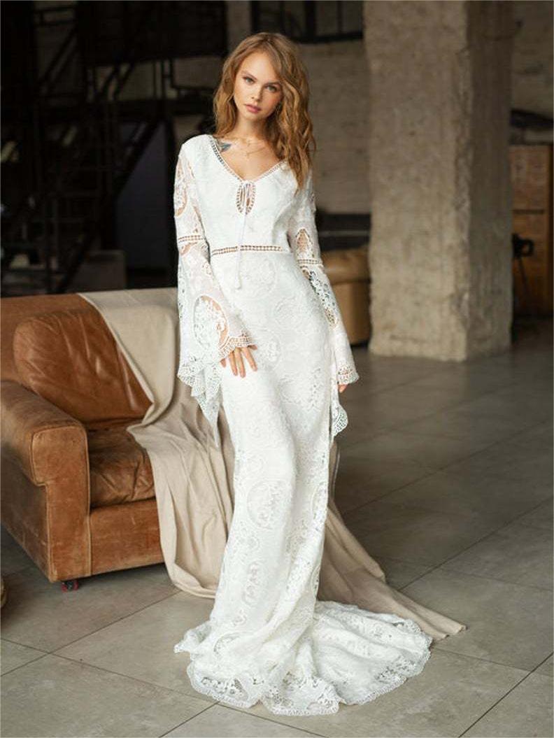 Stunning Lace Wedding Dresse Long Sleeve Delicated Custom Wedding Dress ER2001