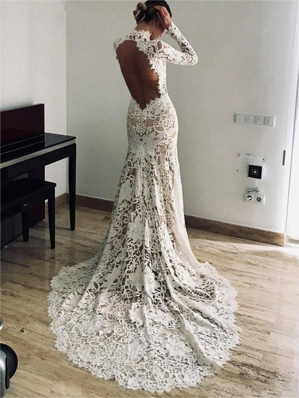 Long Sleeve Lace Wedding Dresse Delicated Custom Wedding Dress ER2002