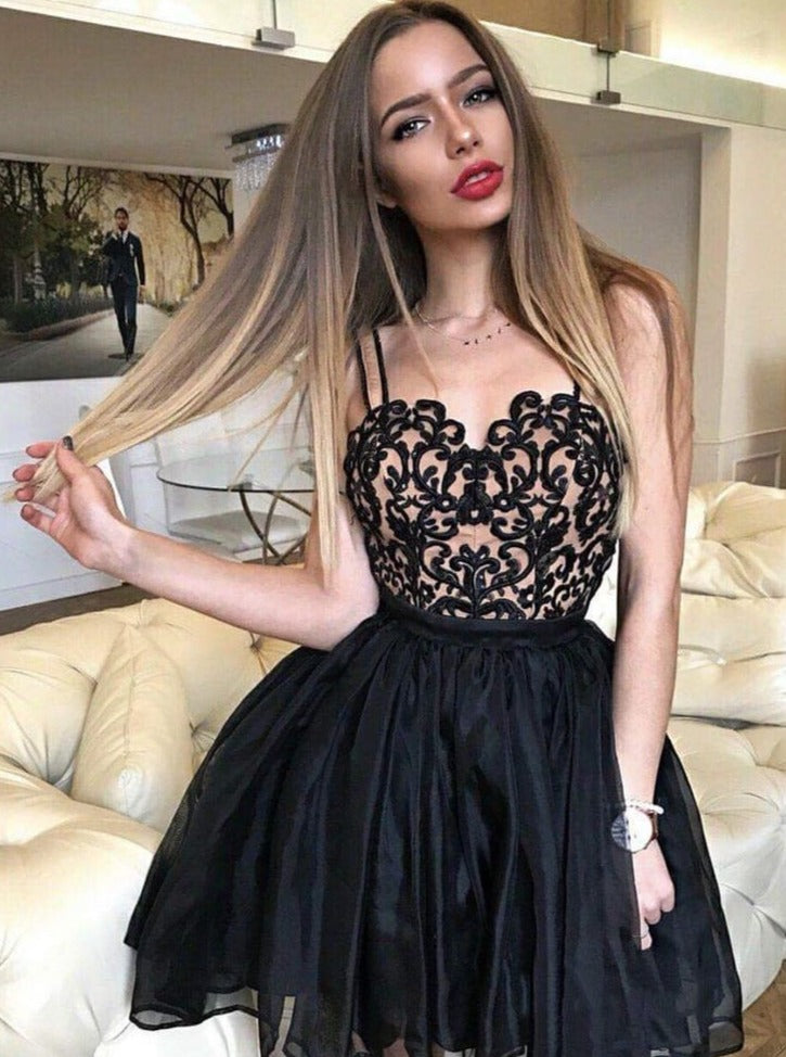 Black Party Homecoming Dress Spaghetti Straps Cocktail Party Dress ER2 OrtDress Black Party Homecoming Dress Spaghetti Straps Cocktail Party Dress ER2 OrtDress