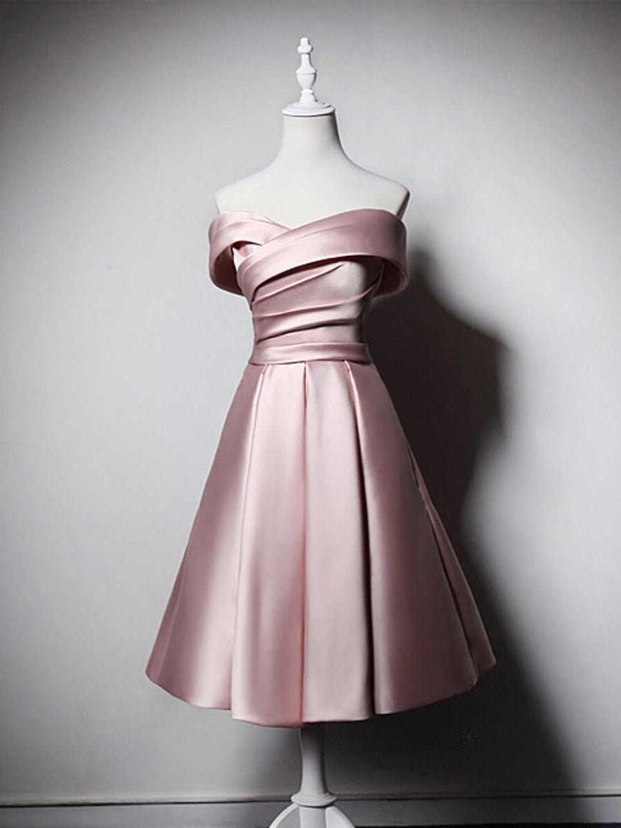Satin Homecoming Dresses Aline Off-the-shoulder Simple Short Prom Dres OrtDress Satin Homecoming Dresses Aline Off-the-shoulder Simple Short Prom Dres OrtDress