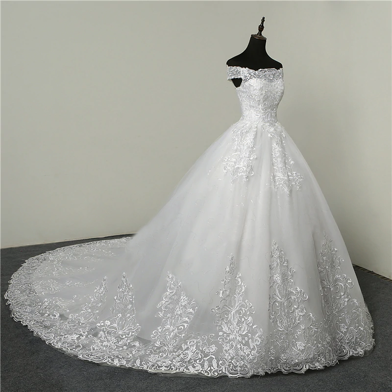 Chic Ball Gown Off The Shoulder White Customed Handmade Wedding Dress ER2057 - OrtDress