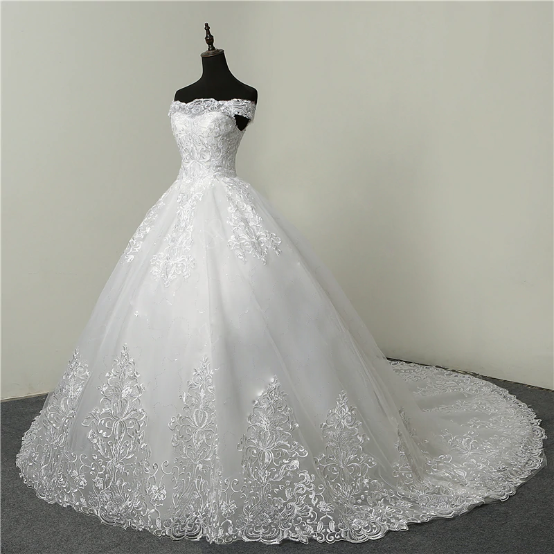 Chic Ball Gown Off The Shoulder White Customed Handmade Wedding Dress ER2057 - OrtDress