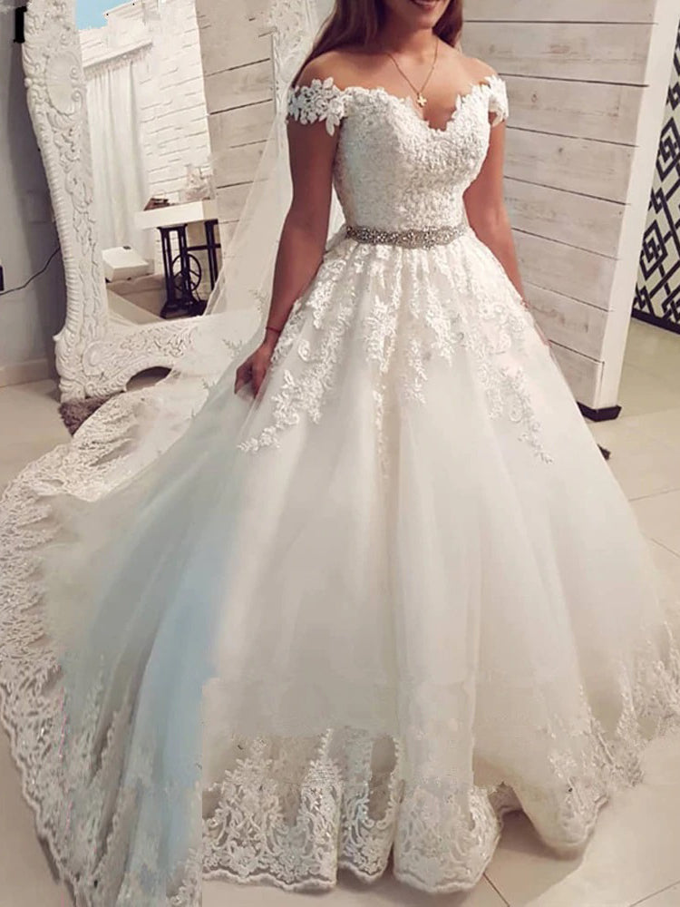 Ball Gown Off The Shoulder Ivory African Beauty Wedding Dress ER2058 - OrtDress