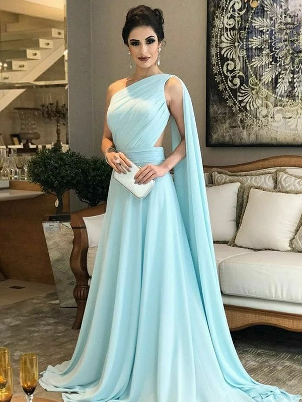 A Line Blue Cheap Prom Dress Chiffon Evenng Dress ER2040 - OrtDress