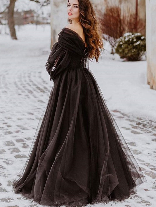Black Long Sleeve Prom Dress FR010