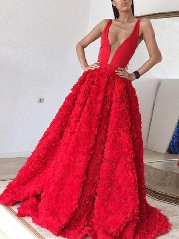 Chic Red Prom Dress Simple Lace Cheap Long Prom Dress #ER128 - OrtDress