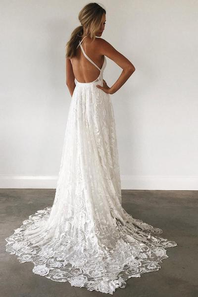 Long Prom Dress Ivory Cheap Lace Prom Dress #ER003 - OrtDress