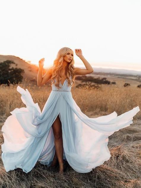 Chic Chiffon Prom Dress Blue Cheap Long Prom Dress #ER005 OrtDress Chic Chiffon Prom Dress Blue Cheap Long Prom Dress #ER005 OrtDress