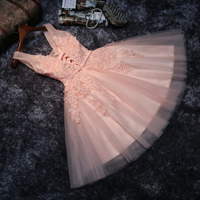 Pink Lace Homecoming Dress Tulle Cheap Homecoming Dress ER098 - OrtDress