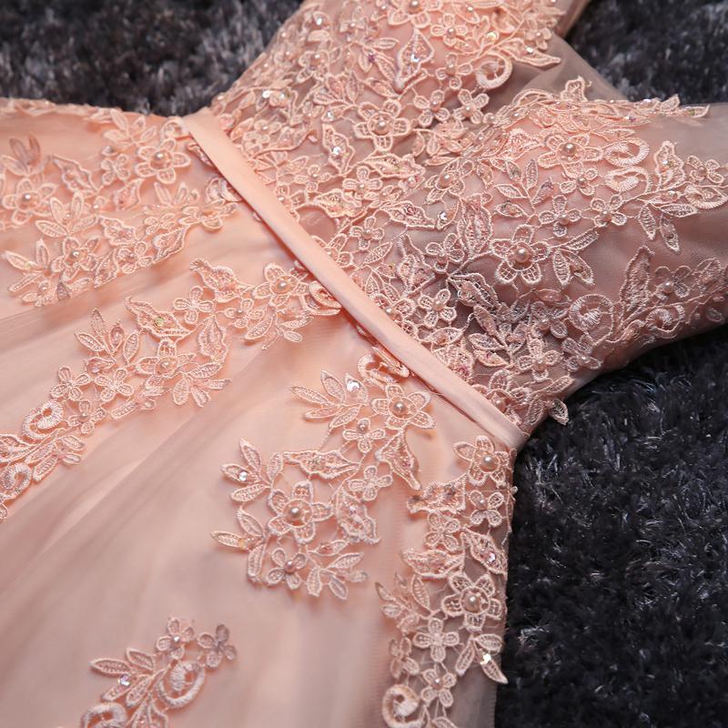 Pink Lace Homecoming Dress Tulle Cheap Homecoming Dress ER098 - OrtDress