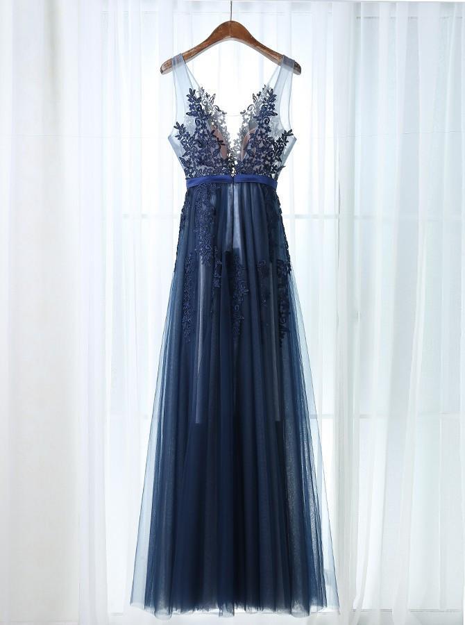 Long Prom Dress Lace Cheap Tulle Prom Dress #ER041 - OrtDress