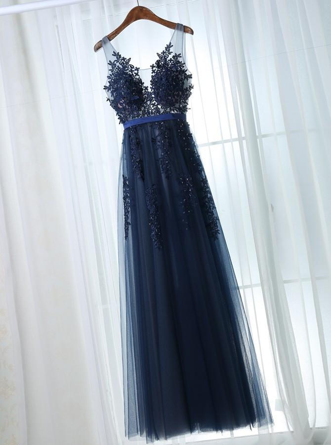 Long Prom Dress Lace Cheap Tulle Prom Dress #ER041 - OrtDress