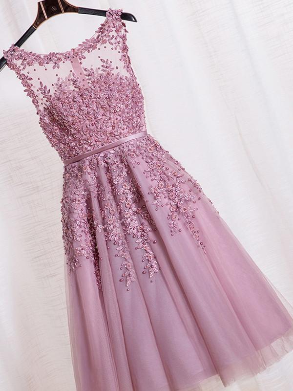 Pink Lace Homecoming dress Simple Cheap Homecoming Dress ER043 - OrtDress