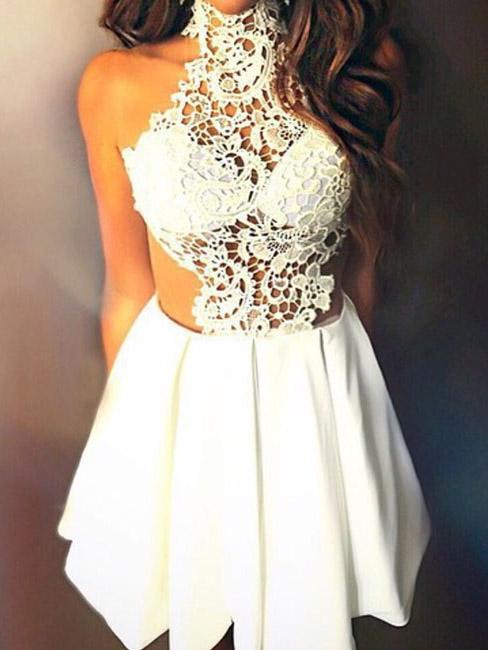White Lace Homecoming Dress Cheap Party Homecoming Dress ER091 - OrtDress