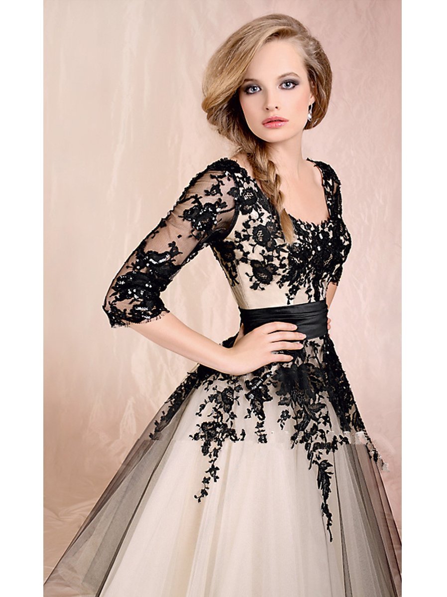 Black Lace Homecoming Dress 3/4 Sleeve Homecoming Dress ER094 - OrtDress