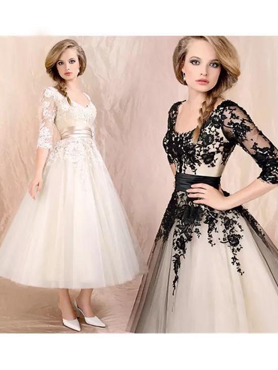 Black Lace Homecoming Dress 3/4 Sleeve Homecoming Dress ER094 - OrtDress