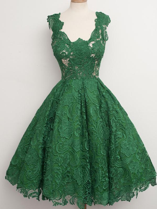 Green Lace Homecoming Dress Cheap Party Homecoming Dress ER122 - OrtDress