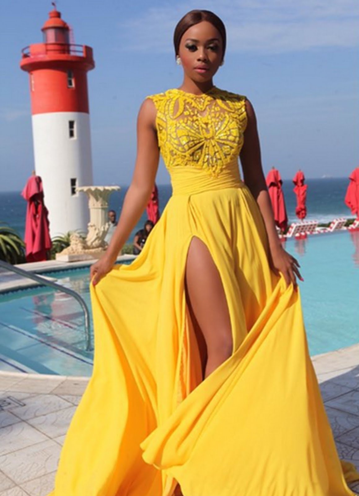 Yellow Chiffon Prom Dress Simple Embroidery Cheap Long Prom Dress #ER127 - OrtDress