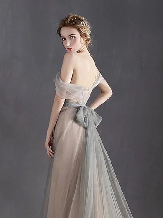 Off The Shoulder Bridesmaid Dress Cheap Long Bridesmaid Dress #ER106 - OrtDress