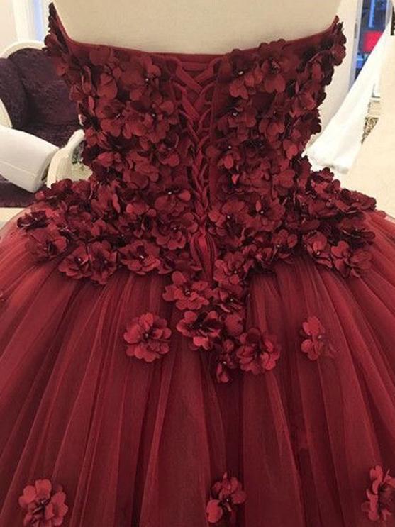 Ball Gown Burgundy Prom Dress Cheap Long Princess Prom Dress #ER036 - OrtDress