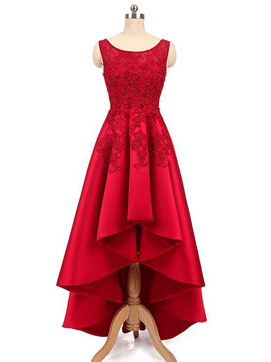 Chic Red Homecoming dress Asymmetrical Lace Homecoming Dress ER076 - OrtDress
