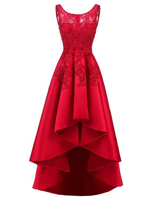 Chic Red Homecoming dress Asymmetrical Lace Homecoming Dress ER076 - OrtDress