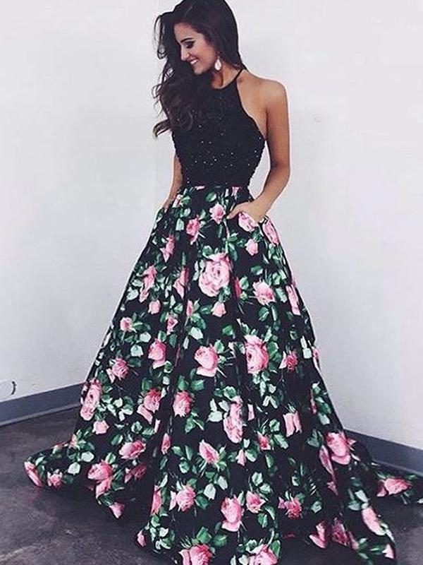 Black Lace Prom Dress Flower Cheap Long Prom Dress #ER135 - OrtDress