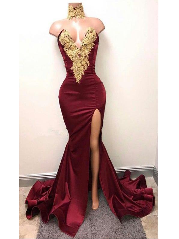 Burgundy Mermaid Prom Dress Cheap Long Prom Dress #ER016 - OrtDress