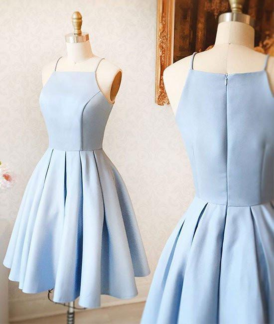 Blue Satin Homecoming Dress Cheap Party Homecoming Dress ER113 - OrtDress