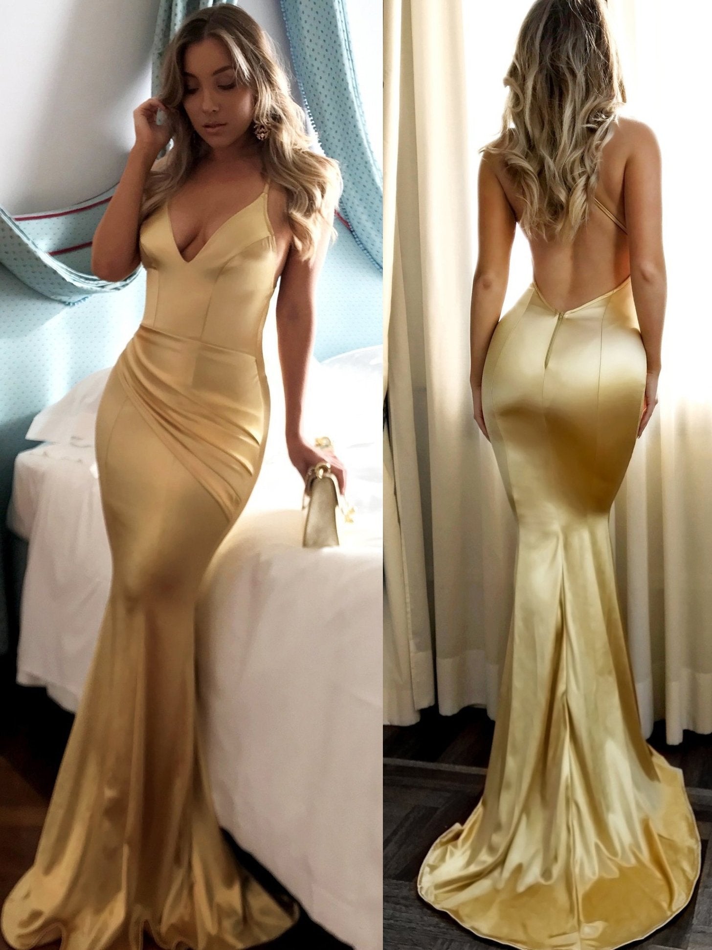 Gold Mermaid Prom Dress Cheap Long Prom Dress #ER030 - OrtDress