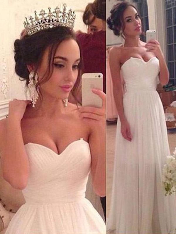 Chiffon Ivory Wedding Dress Beach Cheap Wedding Dress #ER105 - OrtDress