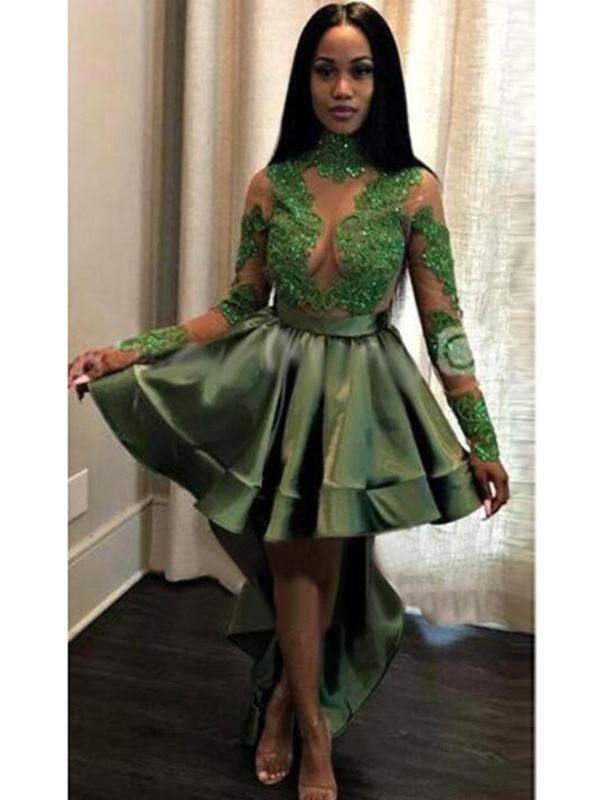 Green Lace Homecoming Dress Long Sleeve Party Homecoming Dress ER089 OrtDress Green Lace Homecoming Dress Long Sleeve Party Homecoming Dress ER089 OrtDress