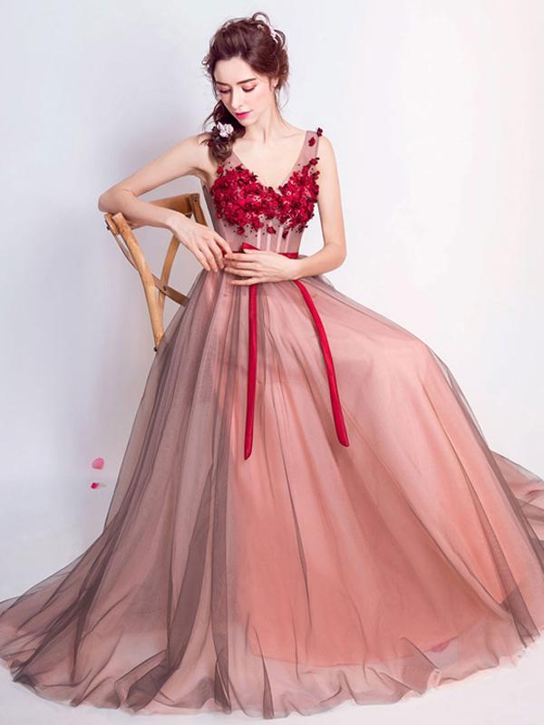 Red Prom Dress Cheap Long Lace Prom Dress #ER023 - OrtDress