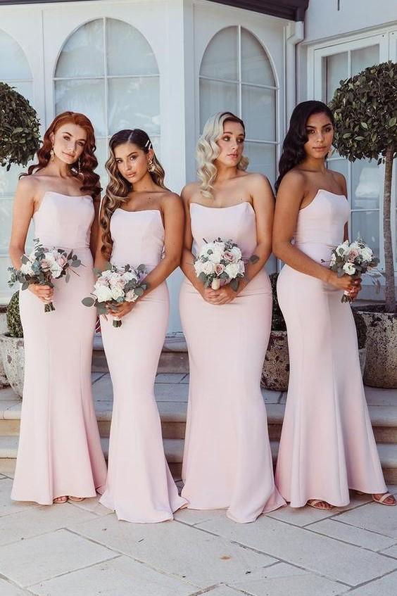 Strapless Light Pink Long Chiffon Bridesmaid Dresses ER2101 OrtDress Strapless Light Pink Long Chiffon Bridesmaid Dresses ER2101 OrtDress