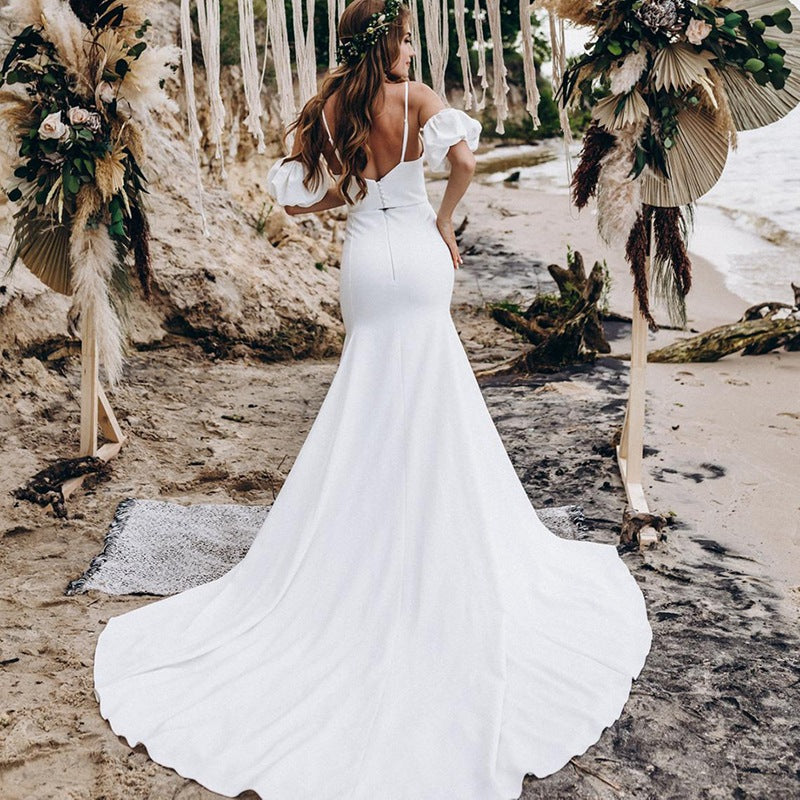 Two Piece Mermaid Wedding Dress White Custom Wedding Dress DR002