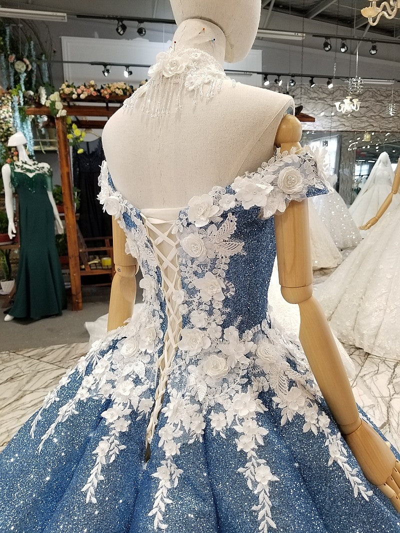Ball Gown Plus Size Prom Dresses,Princess,Vintage Sequins Off The Shoulder ER1056 - OrtDress