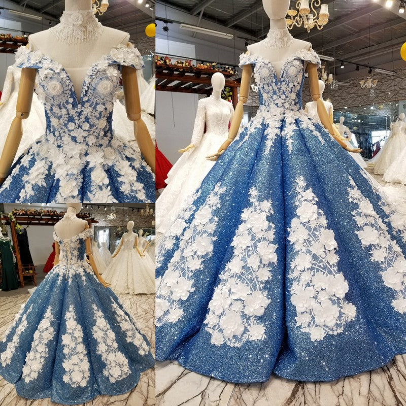 Ball Gown Plus Size Prom Dresses,Princess,Vintage Sequins Off The Shoulder ER1056 - OrtDress