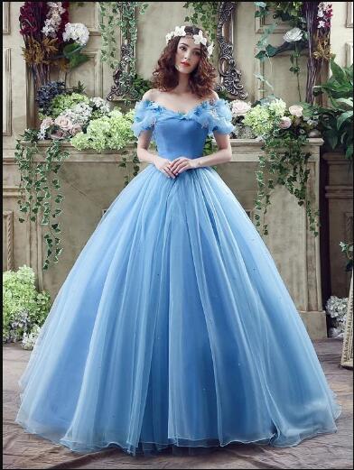 Ball Gown Plus Size Prom Dresses,Princess,Vintage Blue Cinderella Dresses ER1057 - OrtDress