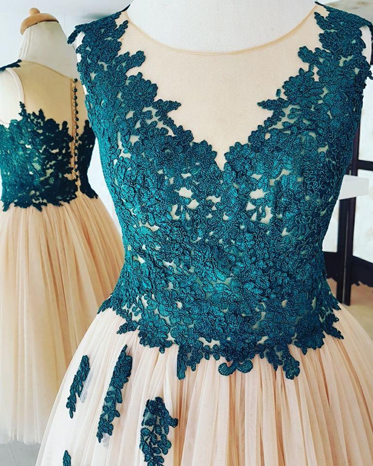 Chic Homecoming Dresses A-line Appliques Tulle Short Prom Dress Simple Party Dress ER217 - OrtDress
