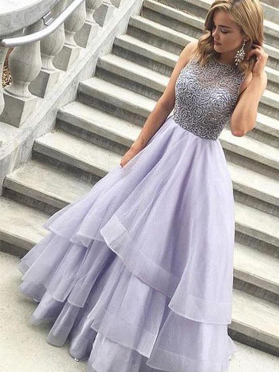 Chic Ball Gown Prom Dress Silver Tulle Cheap Party Prom Dress #ER145 - OrtDress