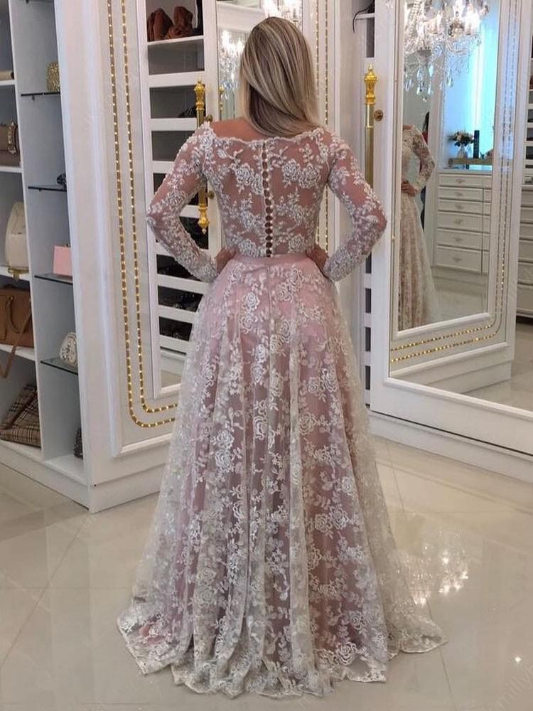 Long Sleeve Wedding Dress Vintage Elegant Lace Cheap Wedding Dress #ER160 - OrtDress