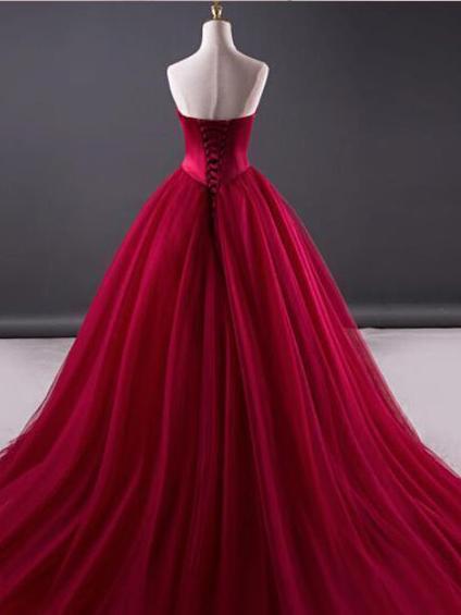 Chic Burgundy Prom Dress Popular Cheap Long Prom Dress #ER169 - OrtDress