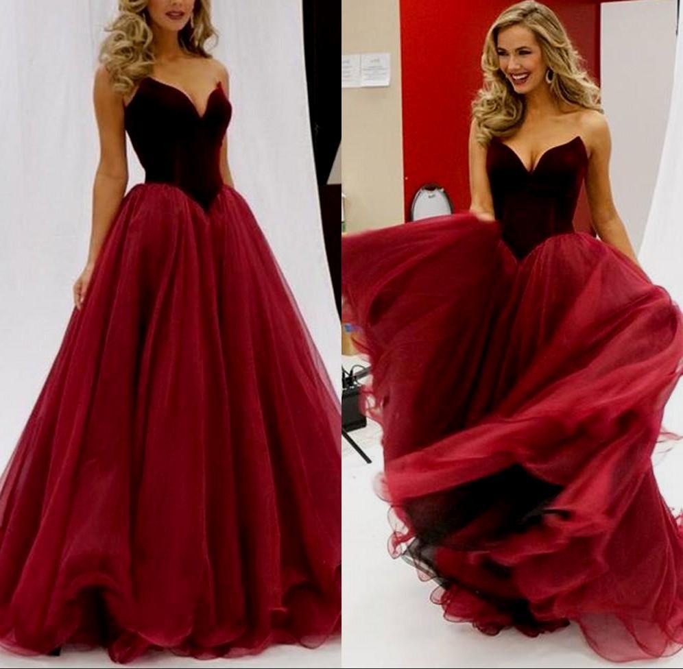 Ball Gown Burgundy Prom Dress Cheap Long Prom Dress #ER174 - OrtDress