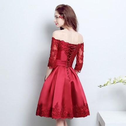 Burgundy Homecoming Dress With Sleeve Lace Cheap Homecoming Dress ER176 - OrtDress