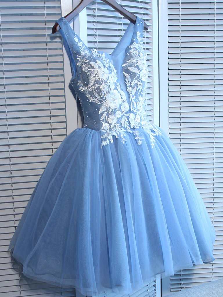 Blue Homecoming Dress Party Lace Homecoming Dress ER188 - OrtDress