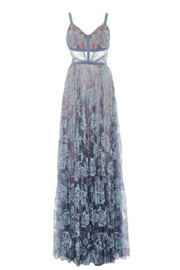 Lace Blue Prom Dress Modest Beautiful Cheap Long Prom Dress #ER190 - OrtDress