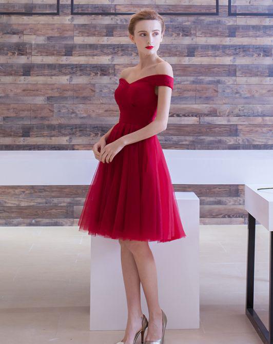 Burgundy Homecoming Dress Cheap Party Homecoming Dress With Sleeve ER197 - OrtDress